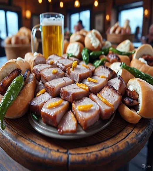 Pulgas de lomo con pimientos